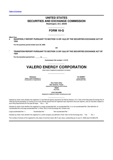 Vorschaubild Valero Energy 10-Q Quartalsbericht  