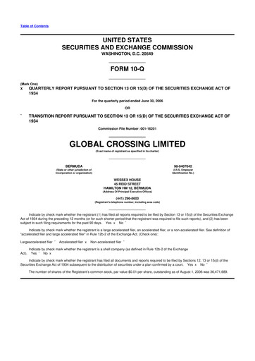 Thumbnail Global Crossing 10-Q Quarterly Report FY 