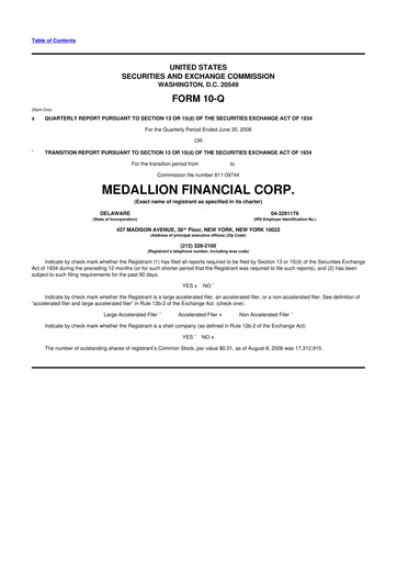 Thumbnail Medallion Financial Corp. 10-Q Quarterly Report FY 