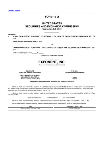 Thumbnail Exponent
 10-Q Quarterly Report FY 