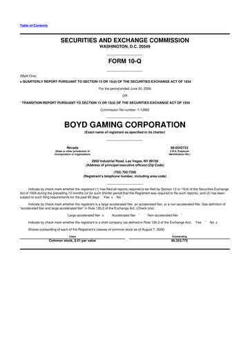 Vorschaubild Boyd Gaming
 10-Q Quartalsbericht  