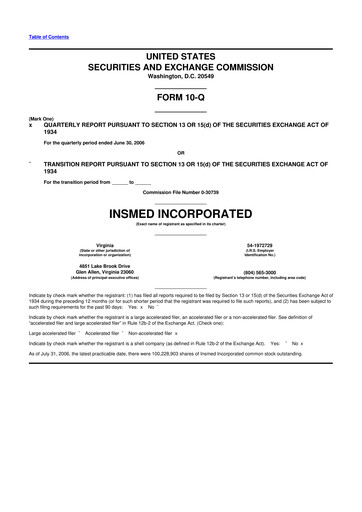 Vorschaubild Insmed 10-Q Quartalsbericht  