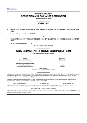 Miniature SBA Communications 10-Q Rapport trimestriel  
