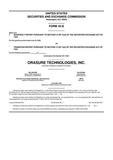 Thumbnail OraSure Technologies 10-Q Quarterly Report FY 