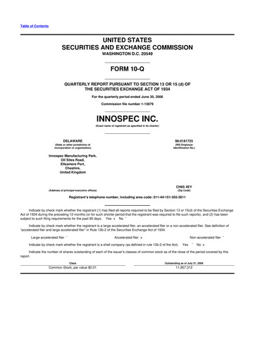 Thumbnail Innospec 10-Q Quarterly Report FY 