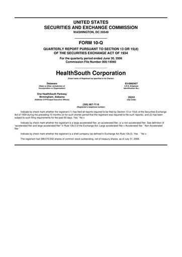 Thumbnail Encompass Health
 10-Q Quarterly Report FY 