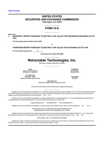 Thumbnail Retractable Technologies 10-Q Quarterly Report FY 