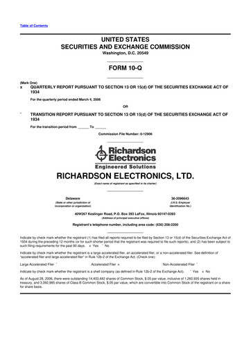 Miniature Richardson Electronics 10-Q Rapport trimestriel  