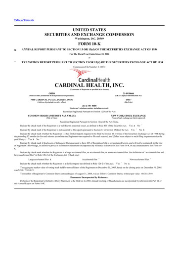 Thumbnail Cardinal Health 10-K Annual Report 