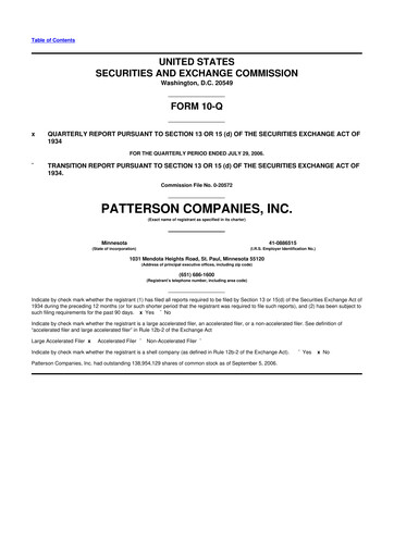 Thumbnail Patterson Companies
 10-Q Quarterly Report FY 