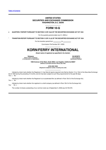 Thumbnail Korn Ferry
 10-Q Quarterly Report FY 