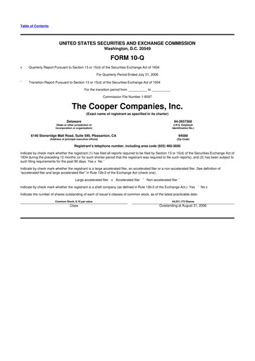 Vorschaubild Cooper Companies 10-Q Quartalsbericht  