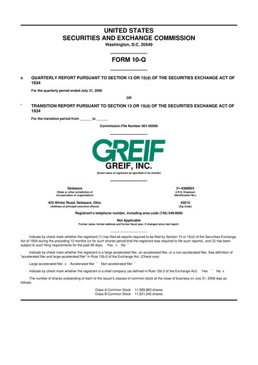 Thumbnail Greif 10-Q Quarterly Report FY 