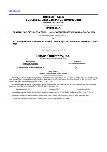 Thumbnail Urban Outfitters
 10-Q Quarterly Report FY 