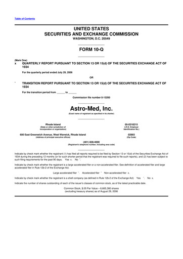 Miniature AstroNova, Inc. 10-Q Rapport trimestriel  