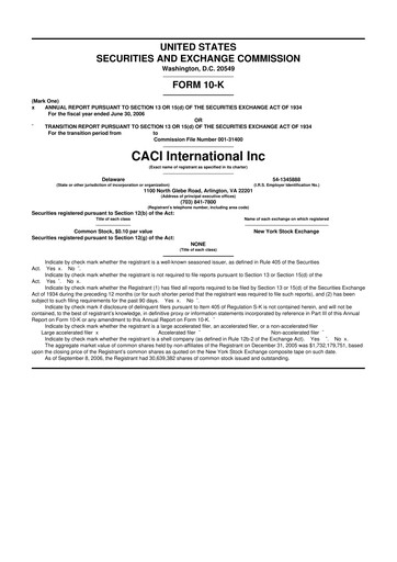 Miniature CACI International Inc 10-K Rapport annuel 