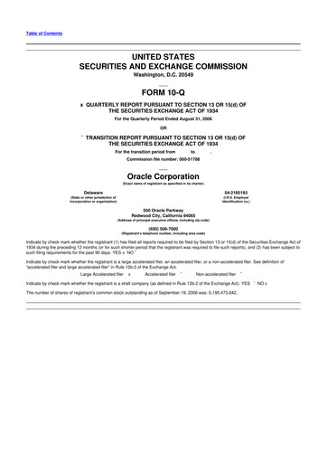 Thumbnail Oracle 10-Q Quarterly Report FY 