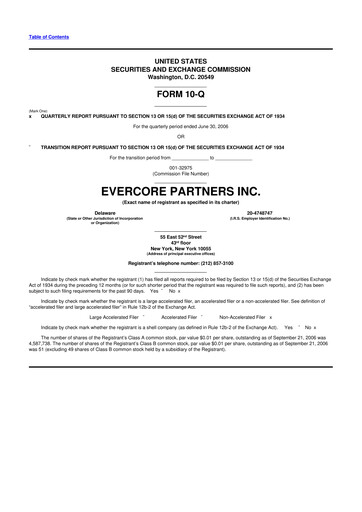 Miniature Evercore 10-Q Rapport trimestriel  