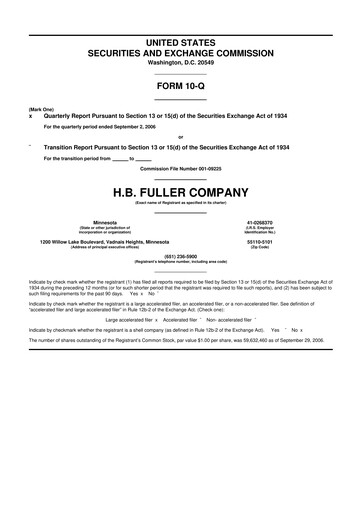 Thumbnail H.B. Fuller
 10-Q Quarterly Report FY 