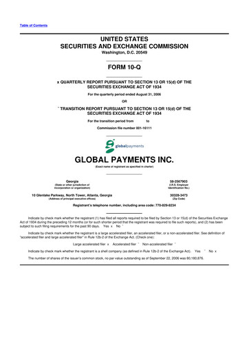 Thumbnail Global Payments 10-Q Quarterly Report FY 