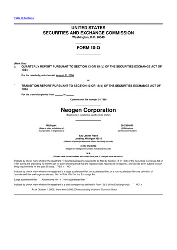 Vorschaubild Neogen 10-Q Quartalsbericht  