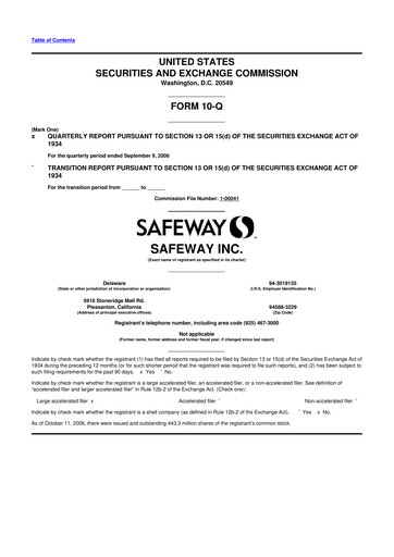 Thumbnail Safeway 10-Q Quarterly Report FY 