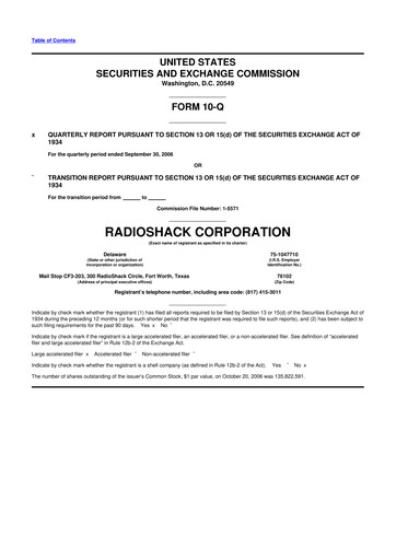 Thumbnail RadioShack 10-Q Quarterly Report FY 