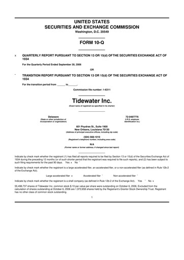 Thumbnail Tidewater 10-Q Quarterly Report FY 