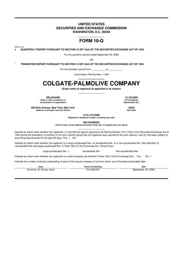 Thumbnail Colgate-Palmolive 10-Q Quarterly Report FY 