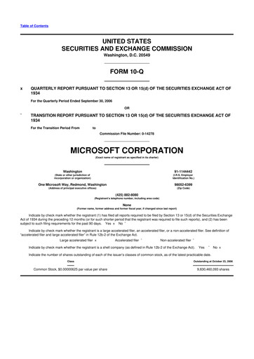 Thumbnail Microsoft 10-Q Quarterly Report FY 