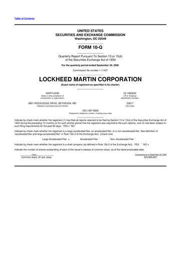 Thumbnail Lockheed Martin 10-Q Quarterly Report FY 