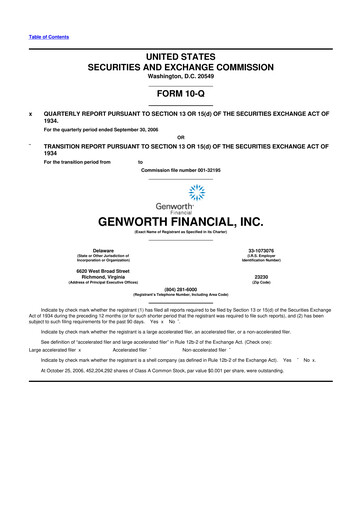 Miniature Genworth Financial
 10-Q Rapport trimestriel  