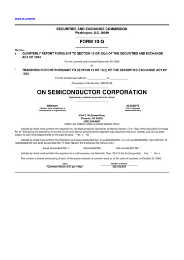 Thumbnail ON Semiconductor 10-Q Quarterly Report FY 