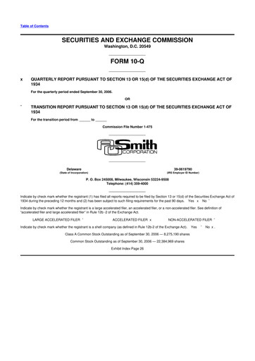 Thumbnail A. O. Smith 10-Q Quarterly Report FY 