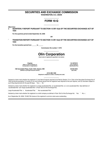 Thumbnail Olin Corporation 10-Q Quarterly Report FY 