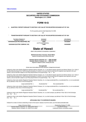 Thumbnail Hawaiian Electric Industries 10-Q Quarterly Report FY 