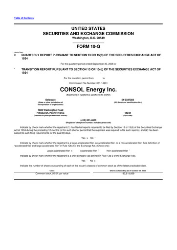 Thumbnail CNX Resources
 10-Q Quarterly Report FY 