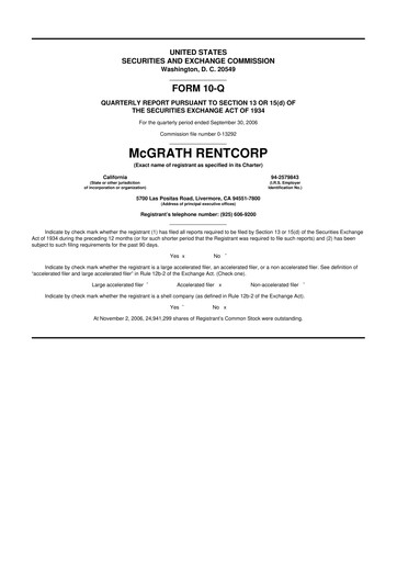 Thumbnail McGrath RentCorp
 10-Q Quarterly Report FY 