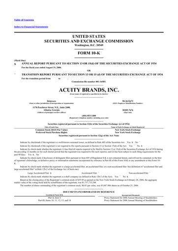 Thumbnail Acuity Brands
 10-K Annual Report 