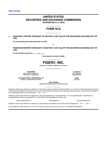 Vorschaubild Fiserv 10-Q Quartalsbericht  