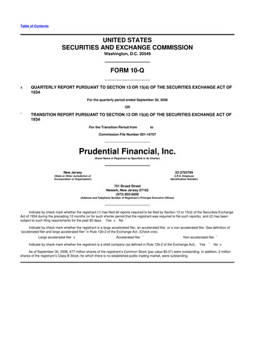 Thumbnail Prudential Financial 10-Q Quarterly Report FY 