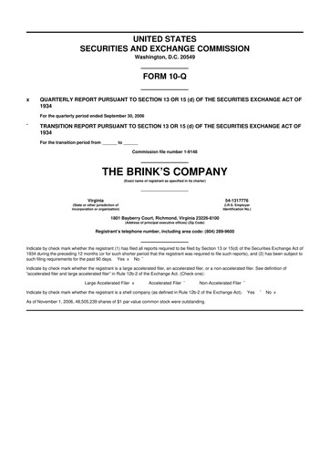 Thumbnail Brink's
 10-Q Quarterly Report FY 