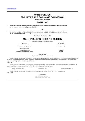 Thumbnail McDonald 10-Q Quarterly Report FY 