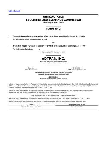 Thumbnail ADTRAN 10-Q Quarterly Report FY 
