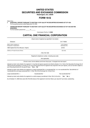 Thumbnail Capital One 10-Q Quarterly Report FY 