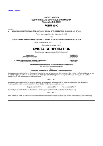 Thumbnail Avista
 10-Q Quarterly Report FY 