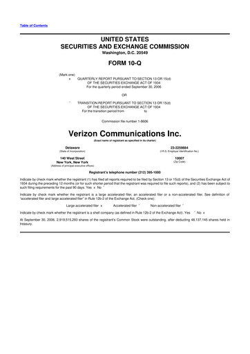 Thumbnail Verizon 10-Q Quarterly Report FY 