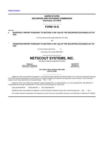 Thumbnail NETSCOUT 10-Q Quarterly Report FY 