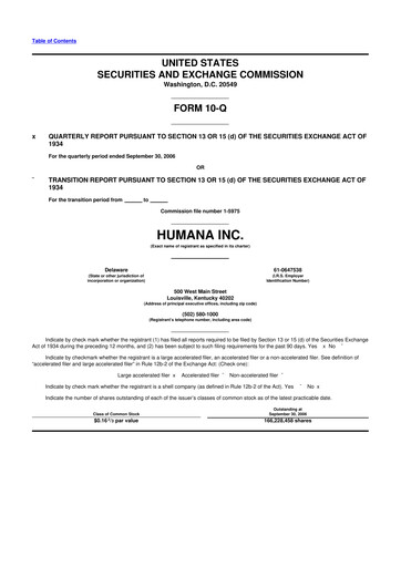 Vorschaubild Humana 10-Q Quartalsbericht  