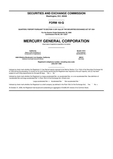 Thumbnail Mercury General
 10-Q Quarterly Report FY 